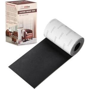 imageONine Leather Repair PatchLeather Repair Tape 3 x 60 inches Leather Repair Patch for FurnitureVinyl Repair KitLeather Couch Patchfor Sofas Furniture Car Seats Office ChairsDark BrownBlack
