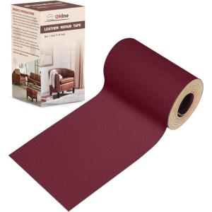 imageONine Leather Repair PatchLeather Repair Tape 3 x 60 inches Leather Repair Patch for FurnitureVinyl Repair KitLeather Couch Patchfor Sofas Furniture Car Seats Office ChairsDark BrownWine redLitchi Grain