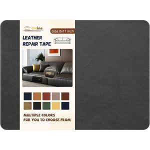 imageONine Leather Repair PatchSelfAdhesive Couch PatchMulticolor Available Scratch Leather 8X11 Inch Peel and Stick for Sofas Car Seats Hand Bags JacketsNew Dark BrownGray Leather